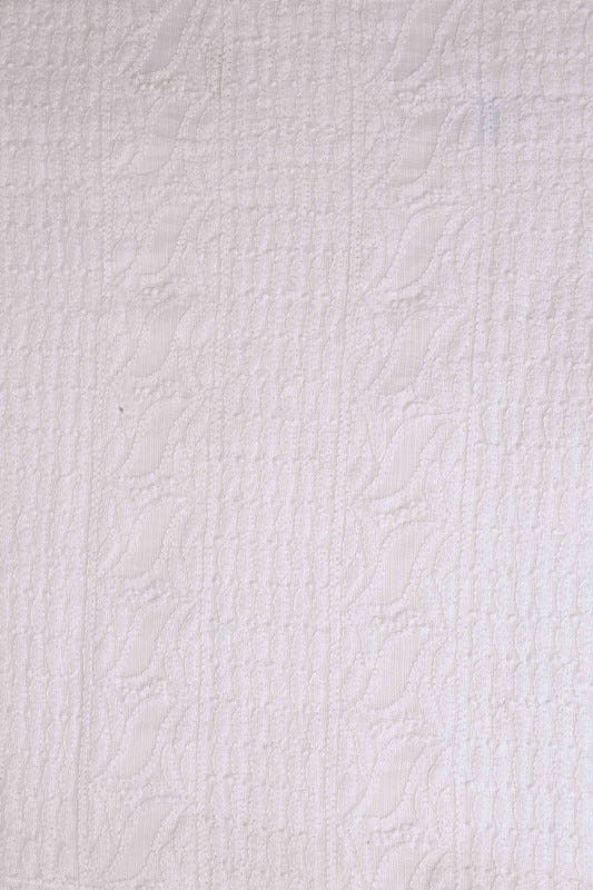 Ada Hand Embroidered White Kota Lucknowi Chikan Unstitched Kurta Piece A604595