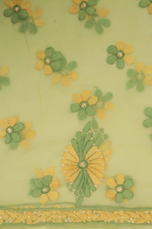 Ada Hand Embroidered Light Green Georgette Lucknowi Chikankari Unstitched Suit Piece 01A172839