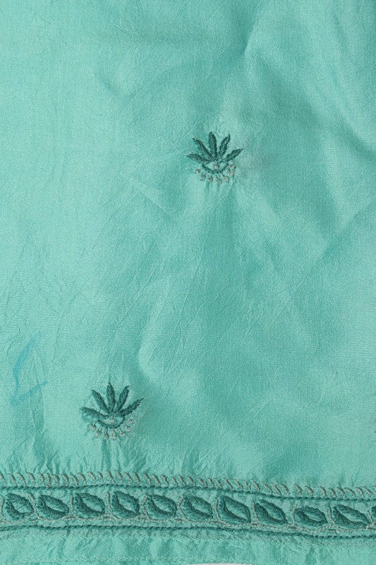Ada Hand Embroidered Sea Green Crepe Chikan Unstitched Kurta Piece A231307