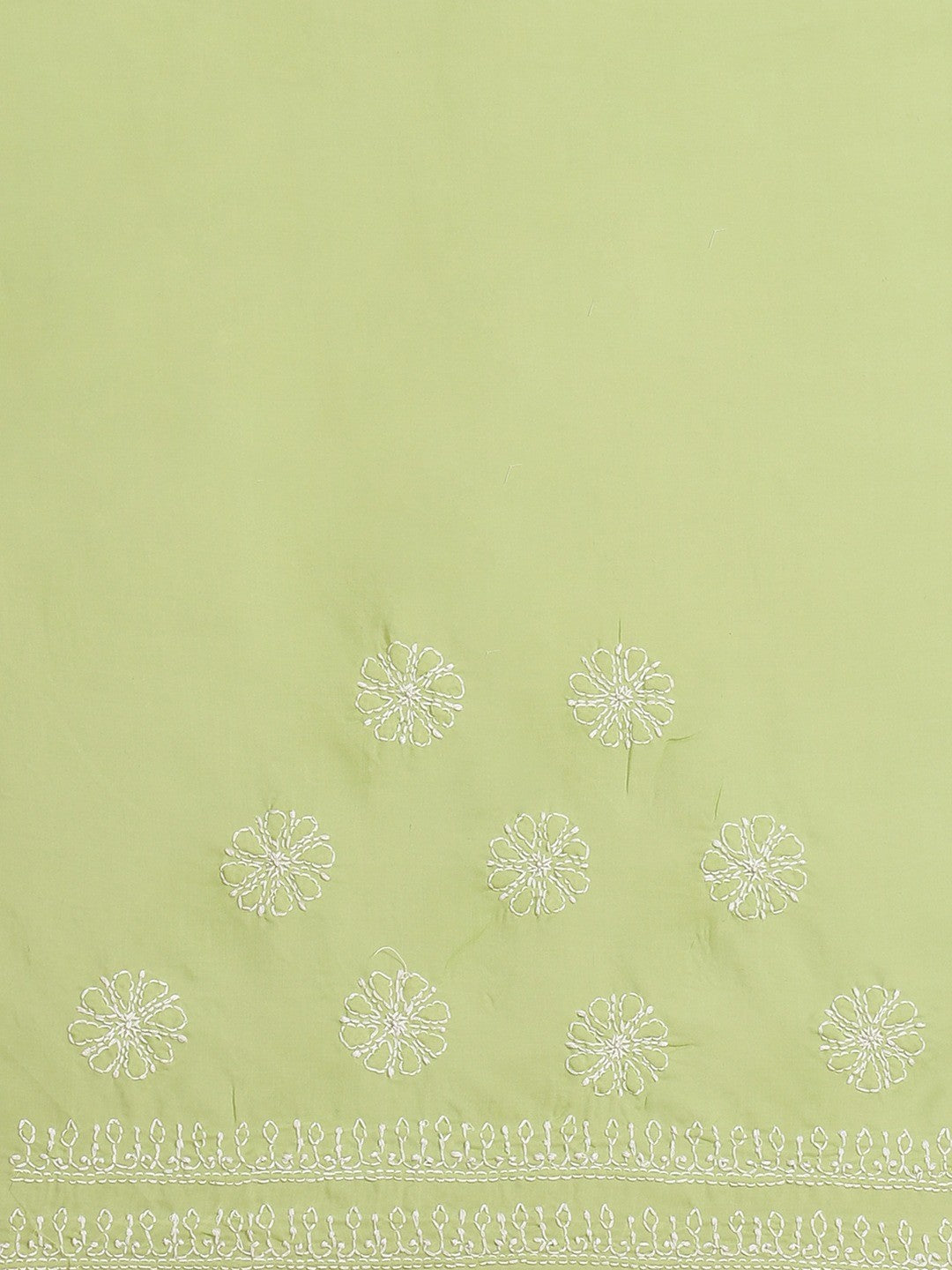 Ada Hand Embroidered Green Cotton Lucknow Chikan Saree With Blouse- A311250
