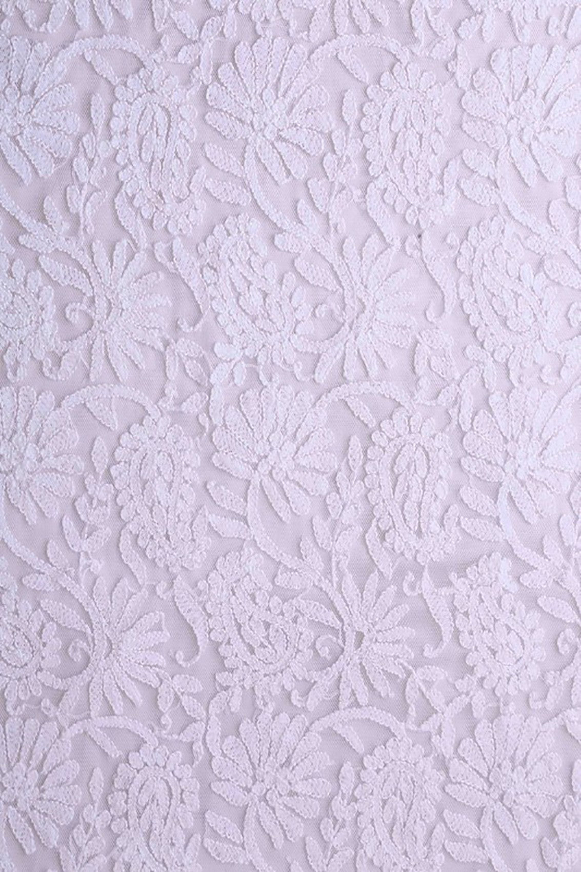 Ada Hand Embroidered White Net Lucknowi Chikankari Unstitched Kurta Dupatta A119279