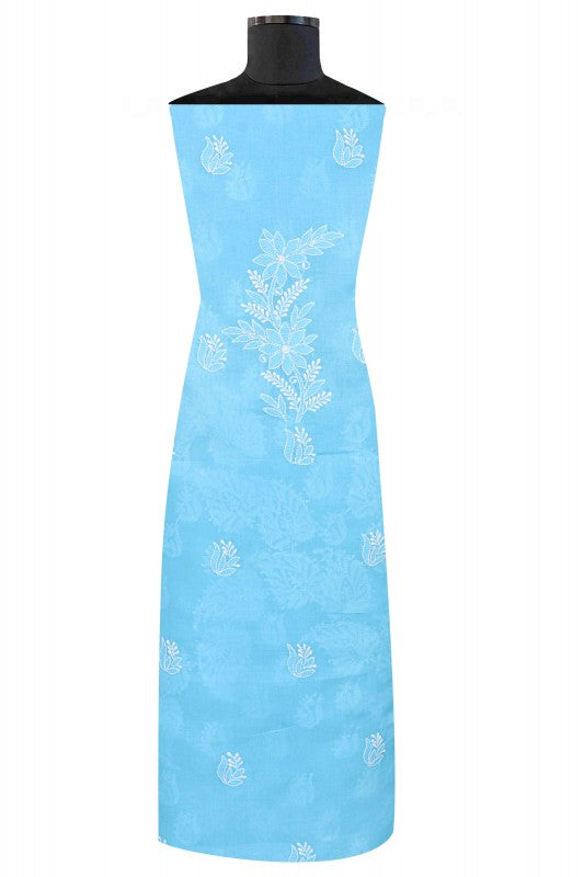 Ada Hand Embroidered Sky Blue Cotton Lucknowi Chikankari Unstitched Suit Piece A607743