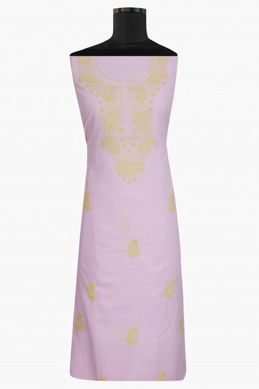 Ada Hand Embroidered Pink Cotton Lucknowi Chikankari Unstitched Kurta Piece - A198478