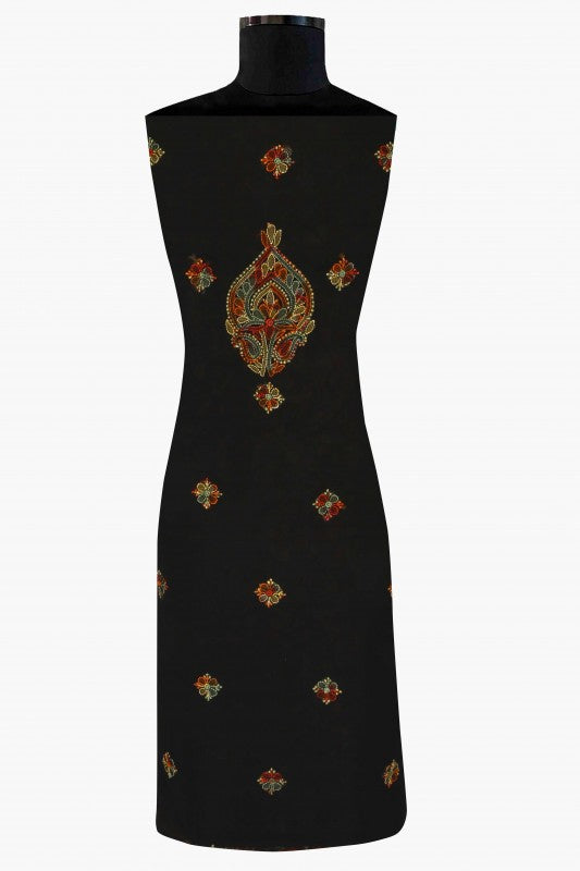 Ada Hand Embroidered Black Georgette Lucknowi Chikan Unstitched Suit Piece A211169