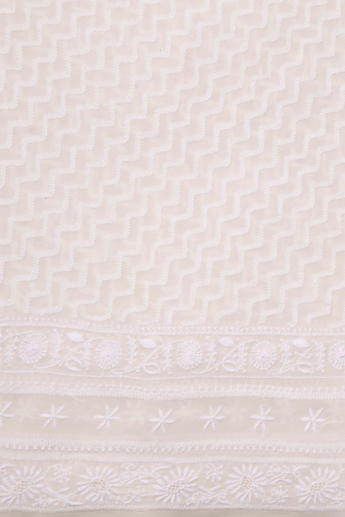 Ada Hand Embroidered Off White Pure Georgette Lucknowi Chikankari Dupatta  A615502