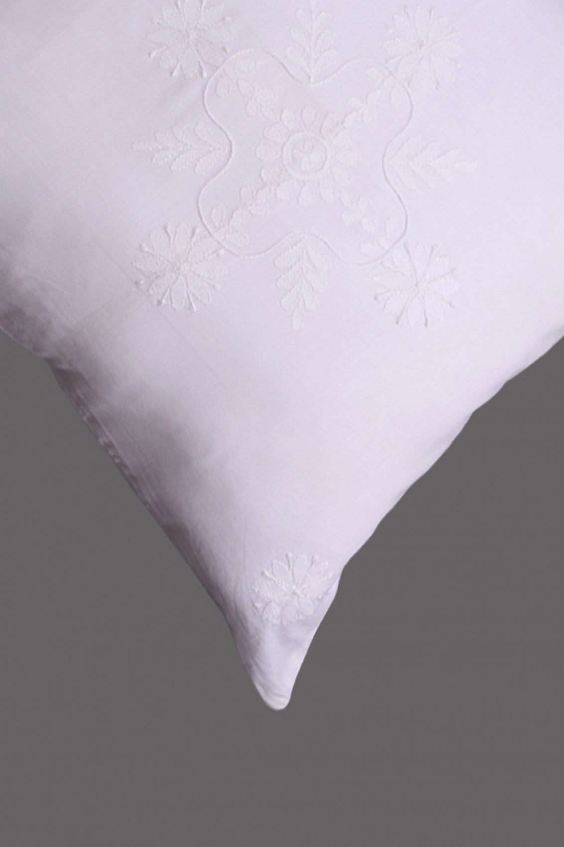 Ada Hand Embroidered White Cotton Lucknowi Chikankari Cushion Cover Set Of 5 A422933