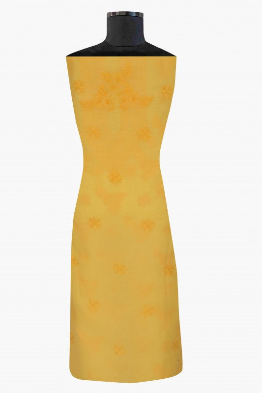 Ada Hand Embroidered Yellow Cotton Lucknowi Chikan Unstitched Suit Piece-A211143