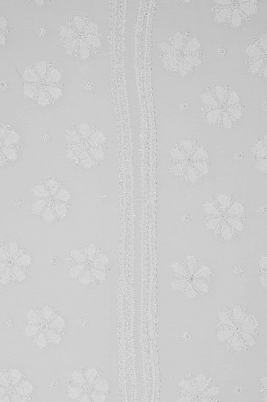 Ada Hand Embroidered White Georgette Lucknowi Chikankari Saree with Blouse A610321