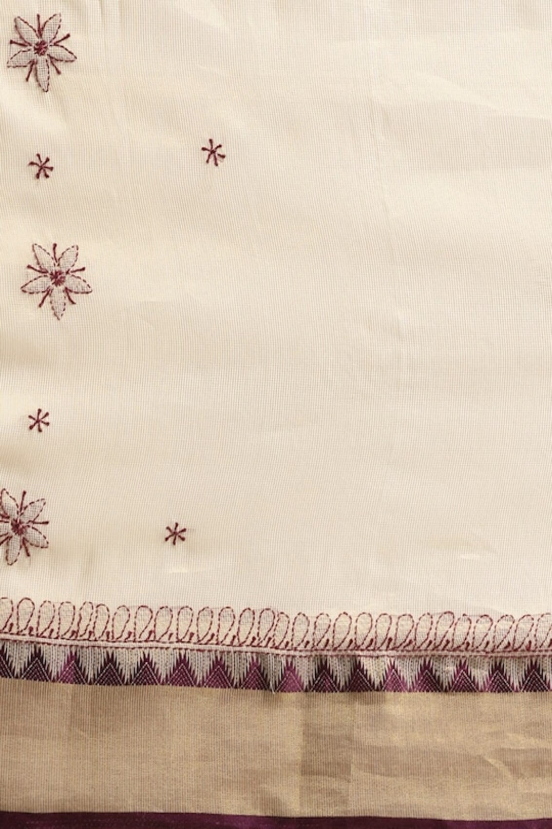 Ada Hand Embroidered Fawn Kota Lucknowi Chikankari Saree With Blouse A311355