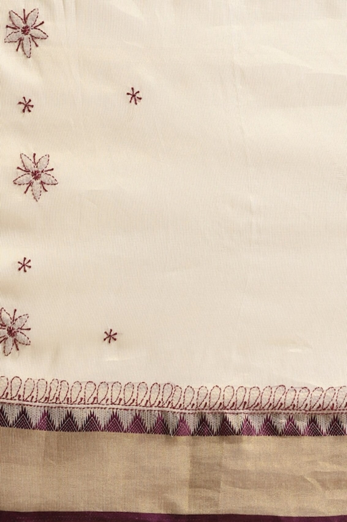 Ada Hand Embroidered Fawn Kota Lucknowi Chikankari Saree With Blouse A311355