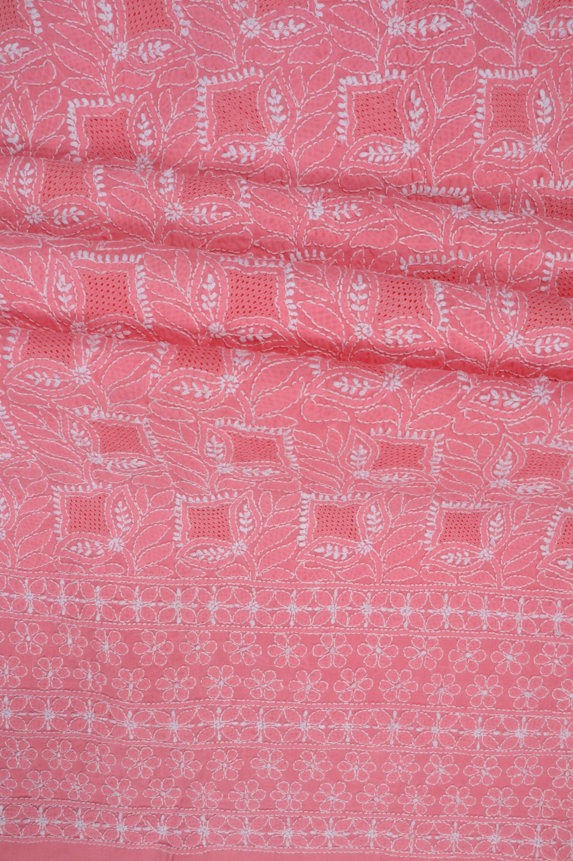 Ada Hand Embroidered Pink Cotton Lucknowi Chikankari Unstitched Suit Piece 01A23696