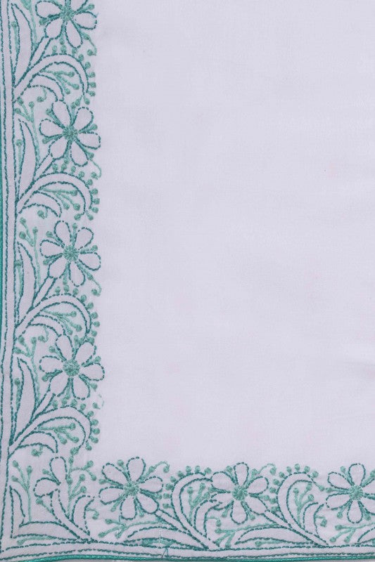 Ada Hand Embroidered White Cotton Lucknowi Chikankari Table Cover A475735