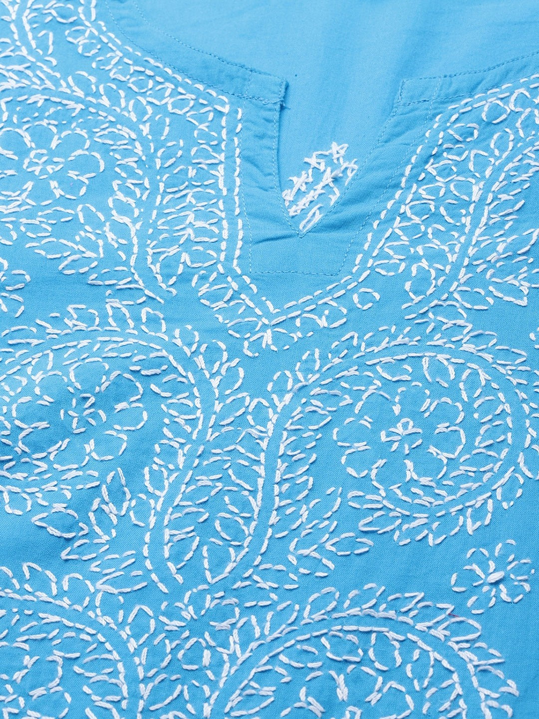 Ada Hand Embroidered Blue/White Cotton Lucknowi Chikankari Kurta Set A811190