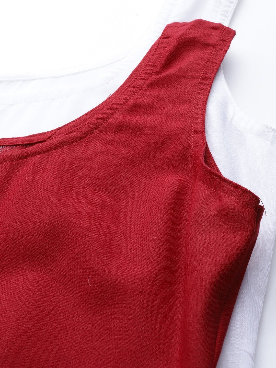 Ada White And Maroon Cotton Long Slips Combo of 2 A111135.