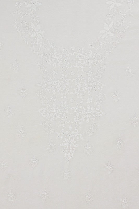 Ada Hand Embroidered White Pure Georgette Lucknowi Chikankari Unstitched Kurta Piece A101999
