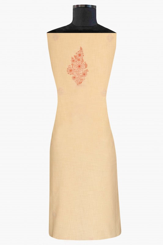 Ada Hand Embroidered Lemonade Cream Cotton Lucknowi Chikankari Unstitched Kurta Dupatta with Gota Patti Work A251257