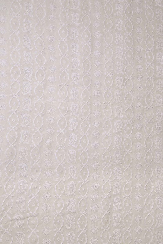 Ada Hand Embroidered Off White Pure Georgette Lucknowi Chikankari Unstitched Men's Kurta Piece 01A85993