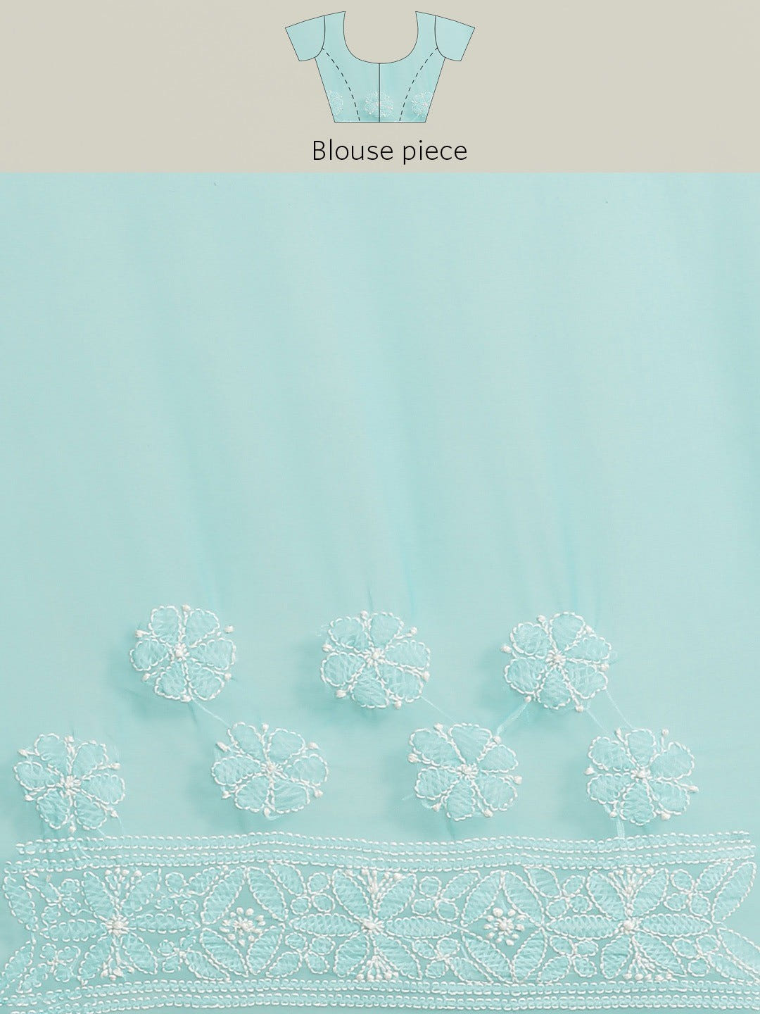 Ada Hand Embroidered Turquoise Blue Georgette Lucknow Chikan Saree With Blouse-A311298