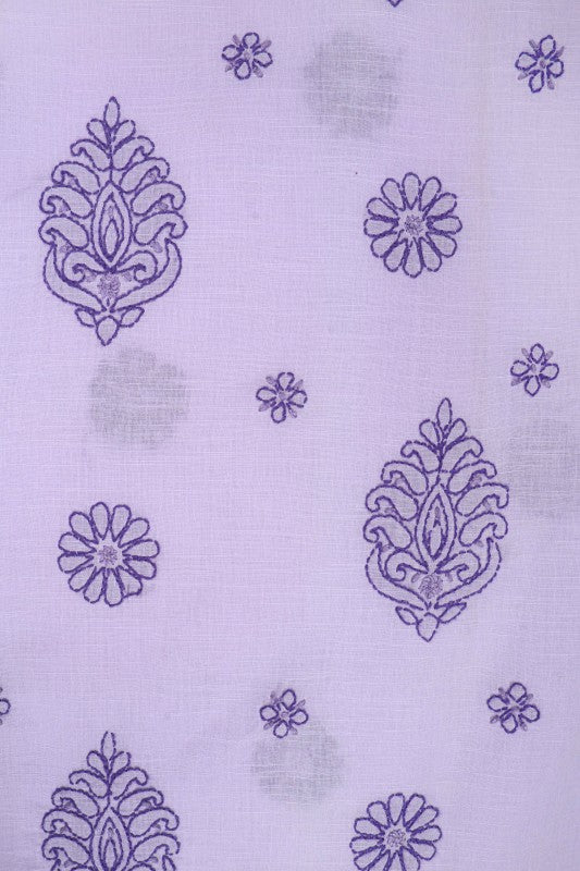 Ada Hand Embroidered Mauve Cotton Lucknowi Chikan Unstitched Suit Piece A176918