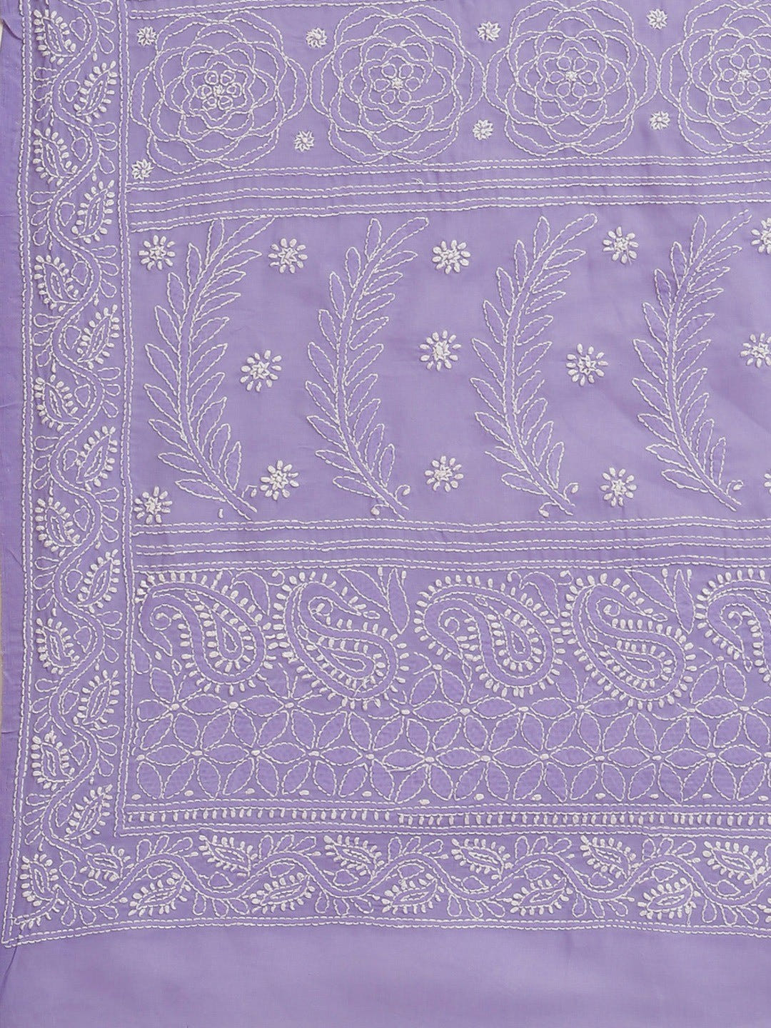 Ada Hand Embroidered Mauve Cotton Lucknow Chikan Saree With Blouse A311333