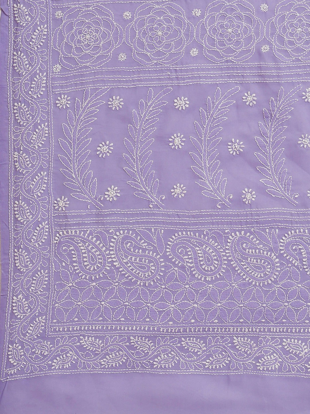 Ada Hand Embroidered Mauve Cotton Lucknow Chikan Saree With Blouse A311333