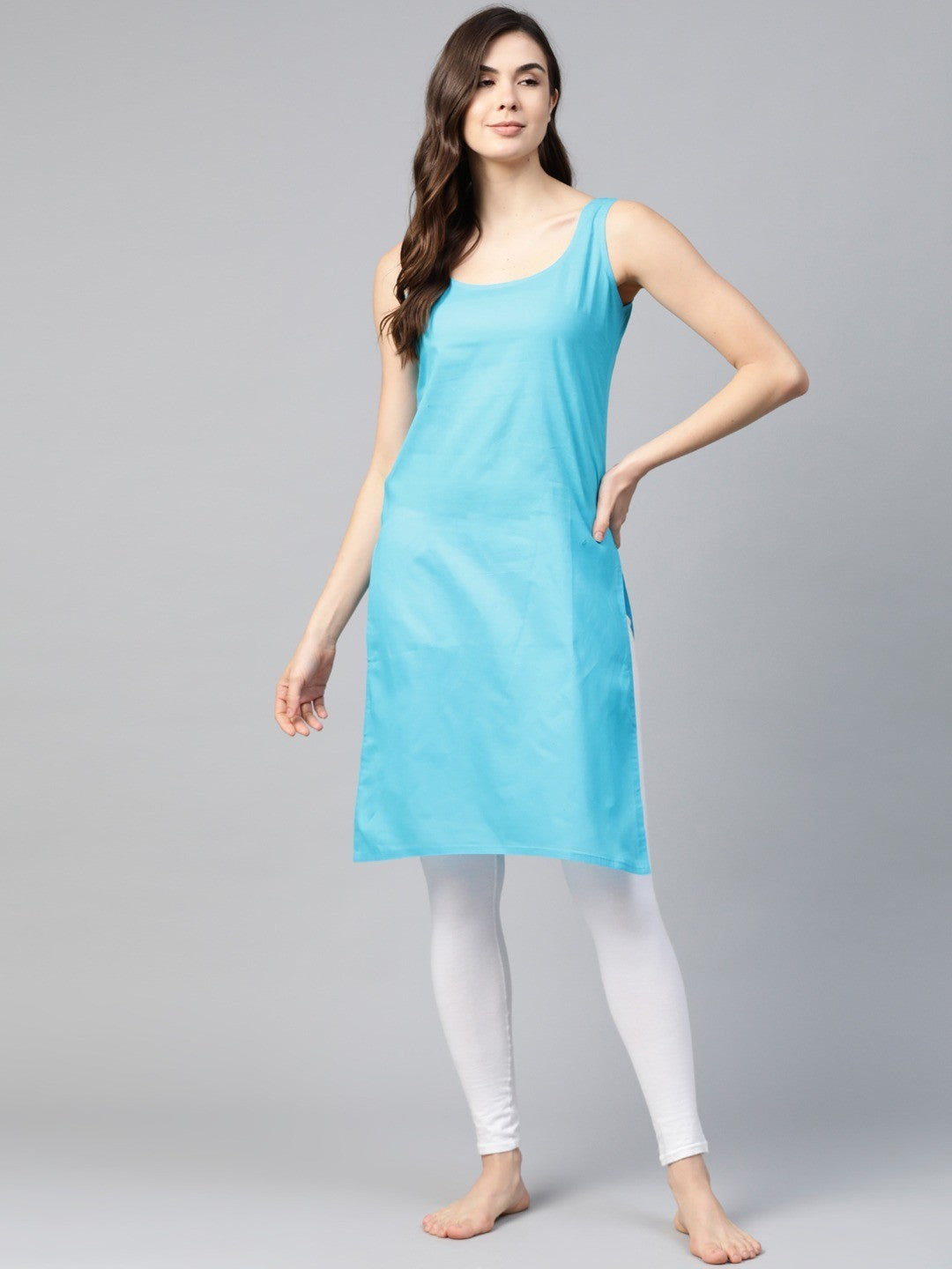 Ada Black And Blue Cotton Long Slips Combo of 2 A111132.