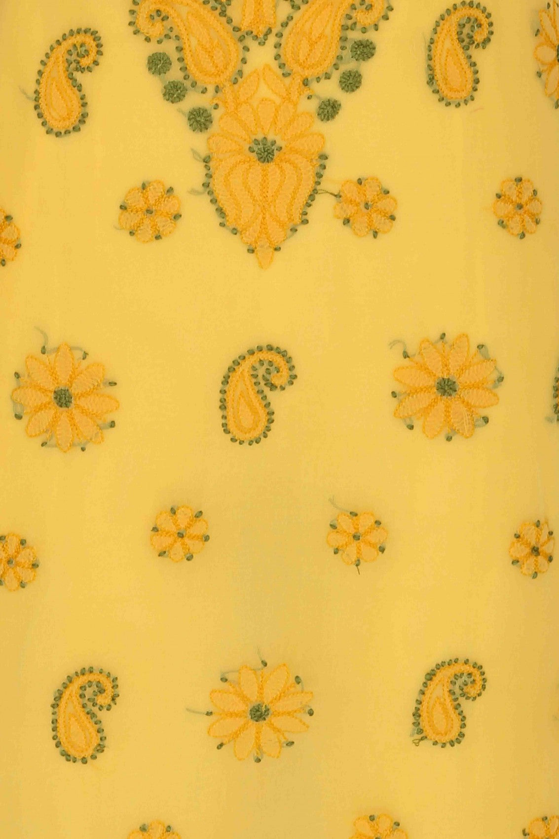 Ada Hand Embroidered Yellow Georgette Lucknowi Chikankari Unstitched Suit Piece A211189