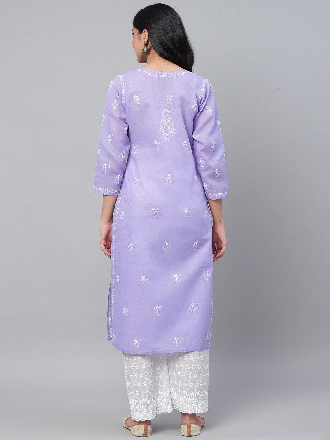 Ada Hand Embroidered Mauve Cotton Lucknow Chikankari Kurta A133617