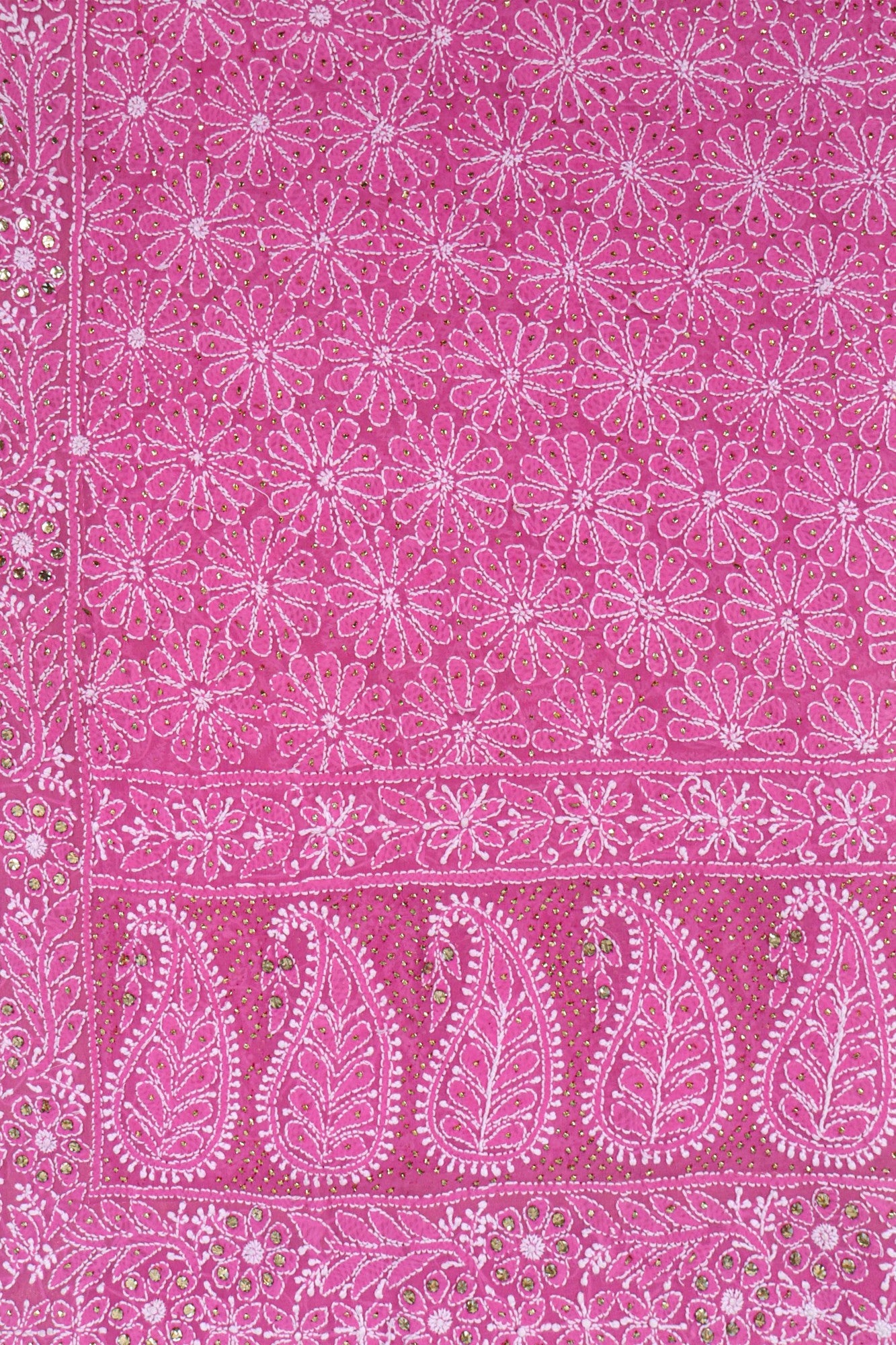 Ada Hand Embroidered Pink Pure Georgette Lucknowi Chikankari Dupatta With Muqaish Work A614824