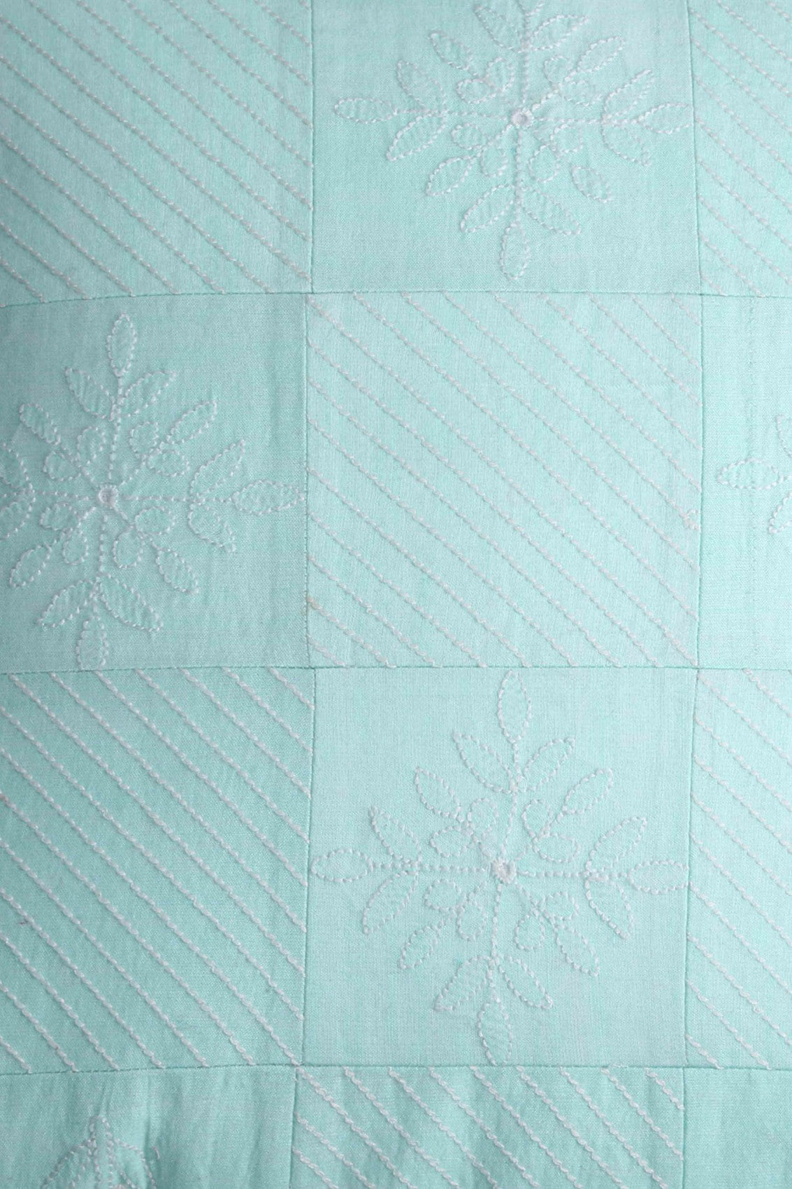 Ada Hand Embroidered Sea Green Cotton Lucknowi Chikankari Cushion Cover 01A125111
