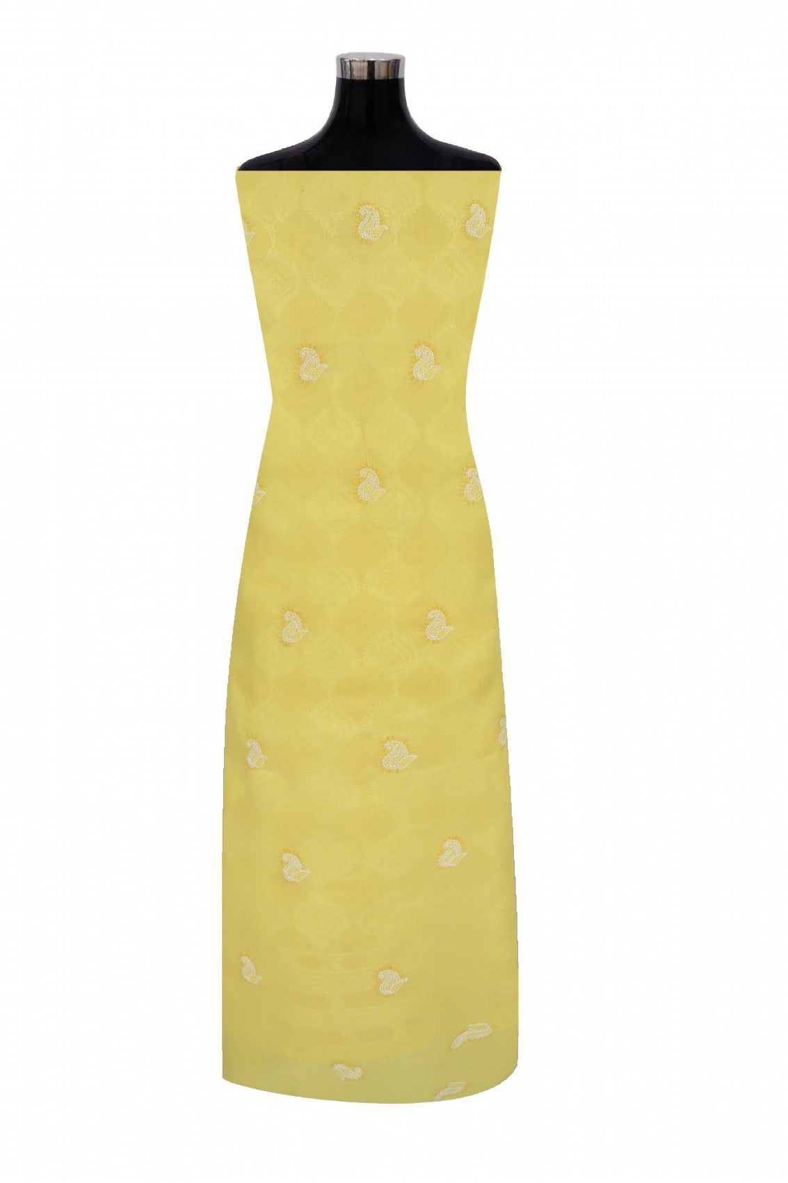 Ada Hand Embroidered Yellow Cotton Lucknowi Chikankari Unstitched Suit Piece 01A176458