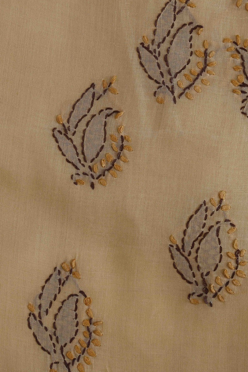 Ada Hand Embroidered Fawn Cotton Lucknowi Chikan Unstitched Suit Piece–A100153