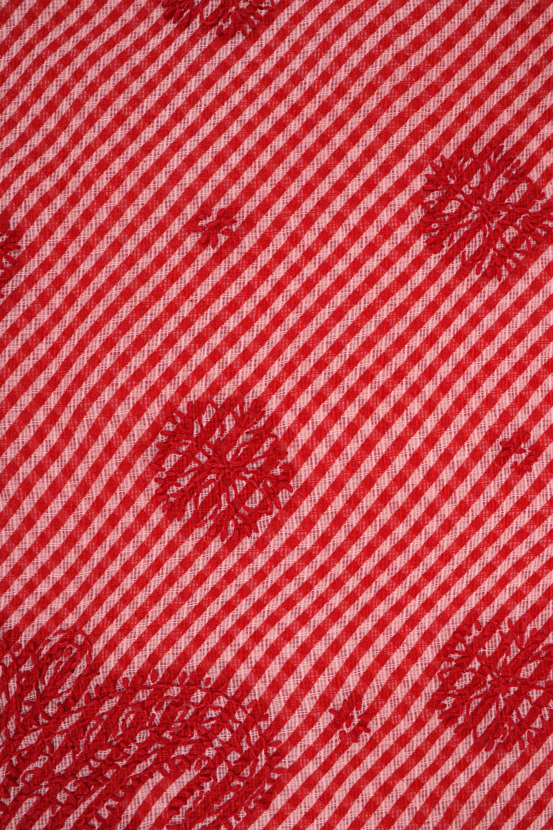 Ada Hand Embroidered Red Kota Lucknow Chikan Saree With Blouse A311352