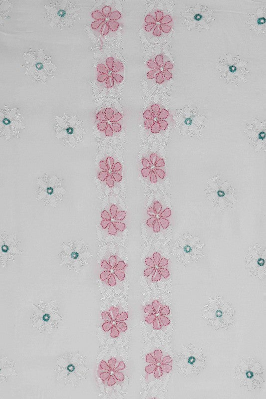 Ada Hand Embroidered White Georgette Lucknowi Chikankari Saree with Blouse A610319