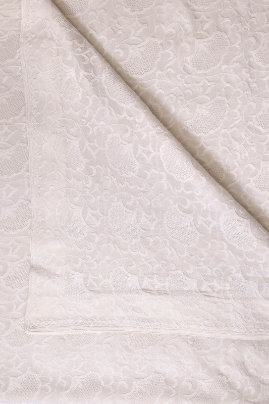 Ada Hand Embroidered Off White Pure Georgette Lucknowi Chikan Dupatta-A342813