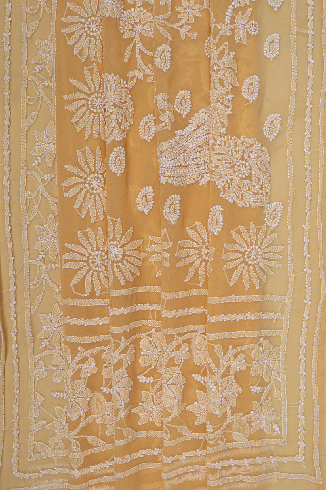 Ada Hand Embroidered Fawn Georgette Lucknowi Chikankari Saree With Blouse A521884
