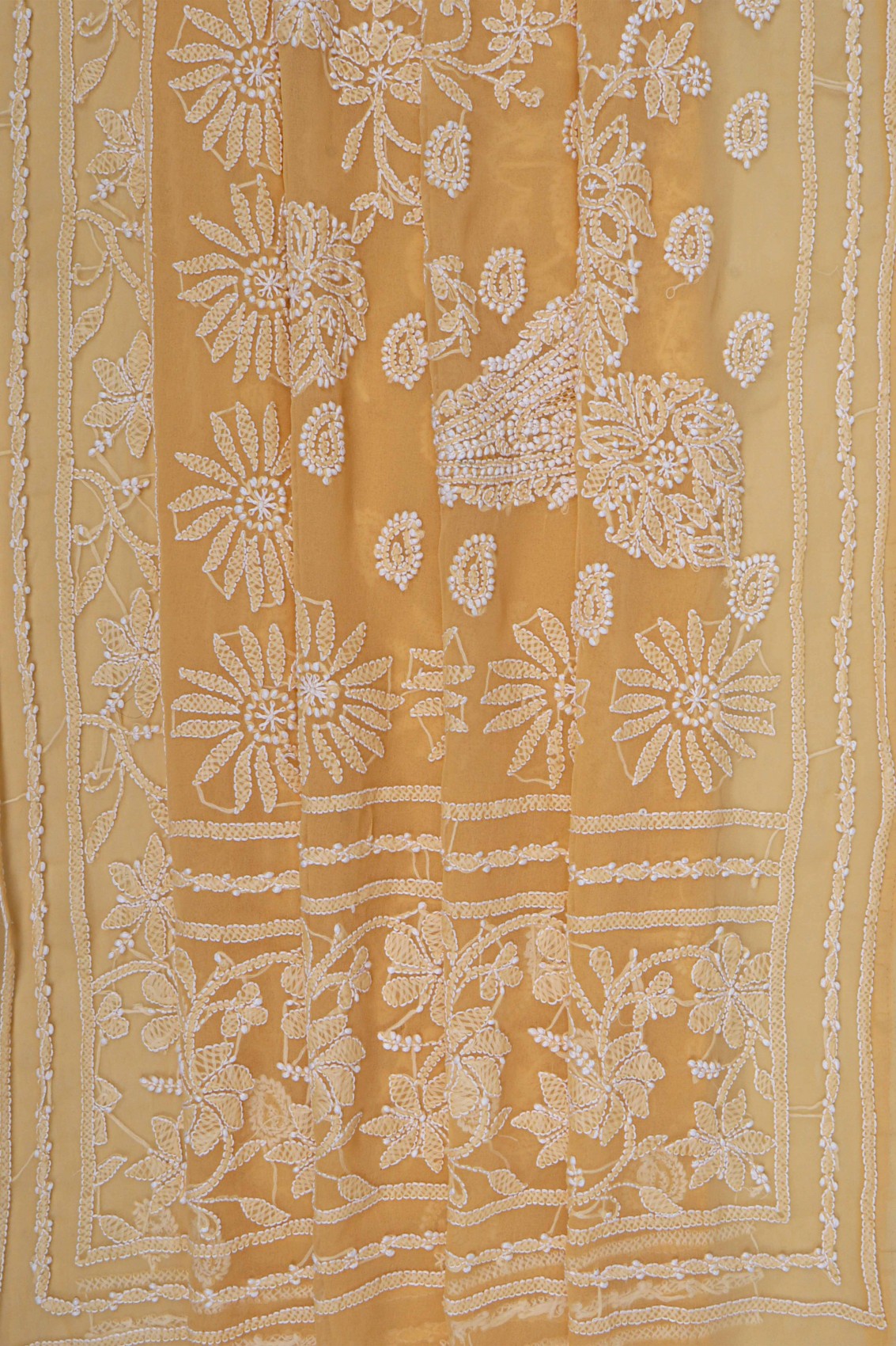 Ada Hand Embroidered Fawn Georgette Lucknowi Chikankari Saree With Blouse A521884