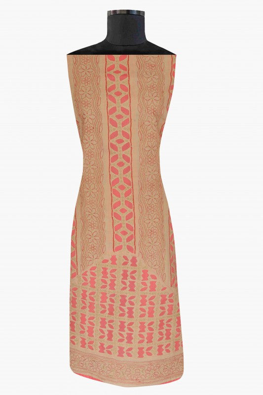 Ada Hand Embroidered Fawn Cotton Lucknowi Chikan Unstitched Suit Piece A619249