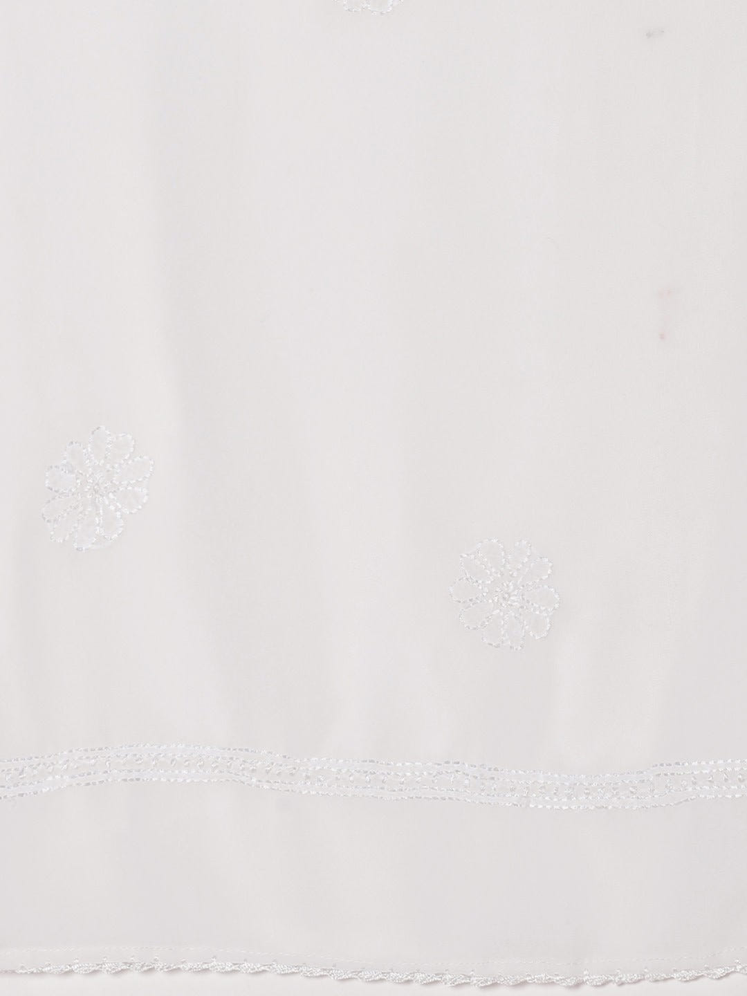 Ada Hand Embroidered White Georgette Stole– A100453