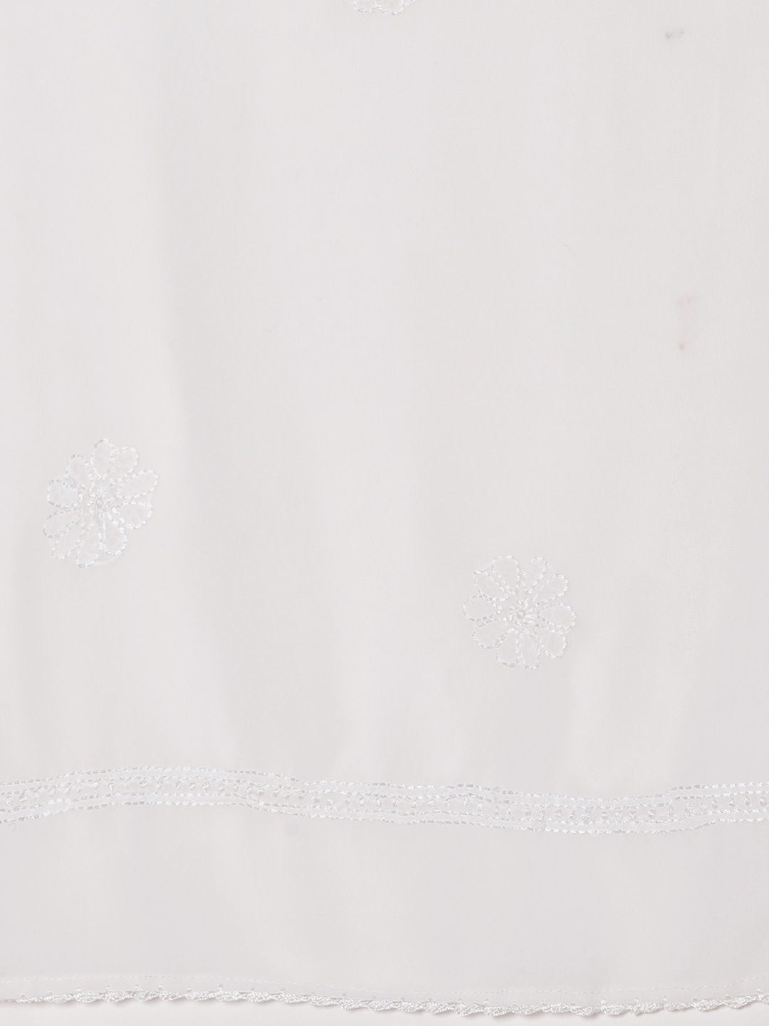 Ada Hand Embroidered White Georgette Stole– A100453