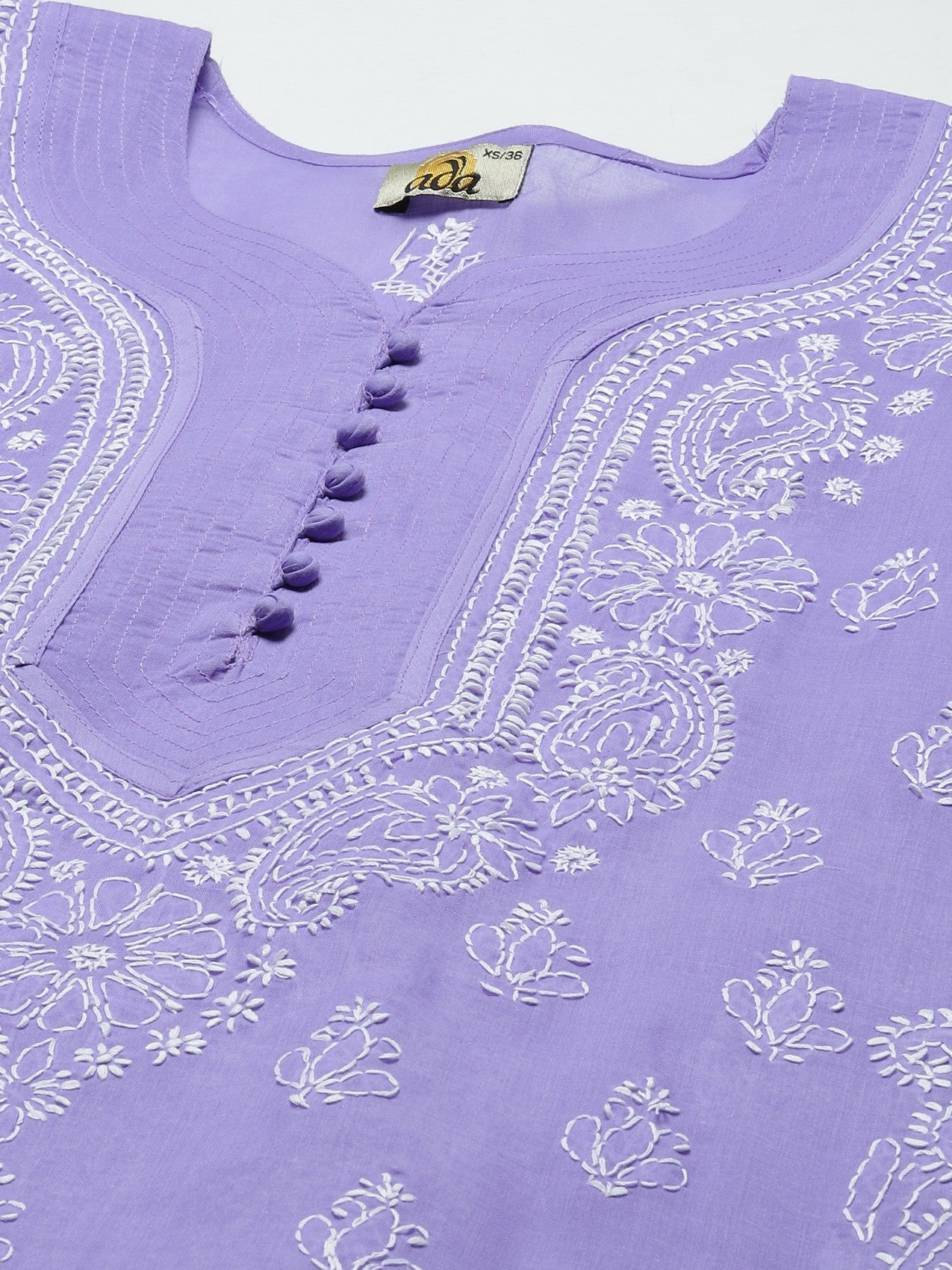 Ada Hand Embroidered Mauve Cotton Lucknowi Chikankari Straight Kurta A175579