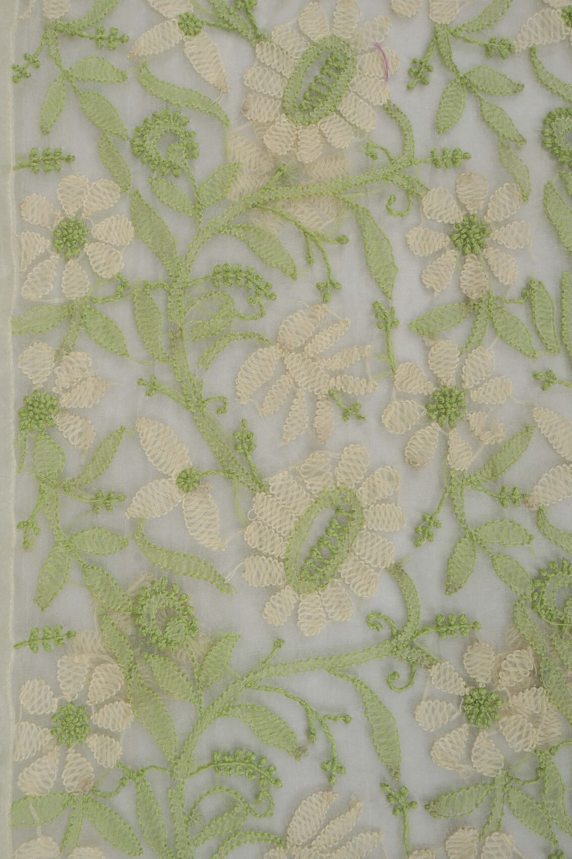Ada Hand Embroidered Light Yellow Organza Lucknowi Chikankari Semi-stitched Kurta Dupatta Set A588002