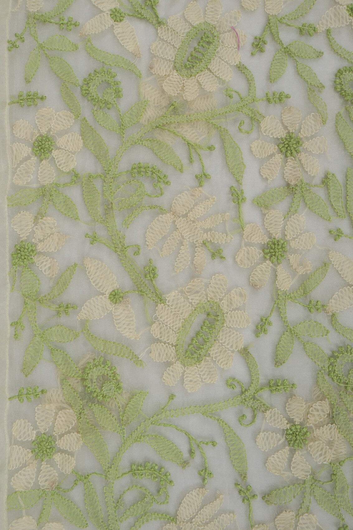 Ada Hand Embroidered Light Yellow Organza Lucknowi Chikankari Semi-stitched Kurta Dupatta Set A588002