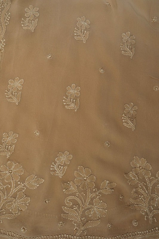 Ada Hand Embroidered Fawn Georgette Lucknowi Chikankari Front Open Kurta A616800