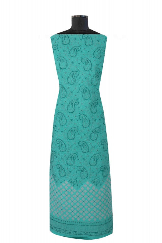 Ada Hand Embroidered Sea Green Cotton Lucknowi Chikankari Unstitched Suit Piece 01A177917