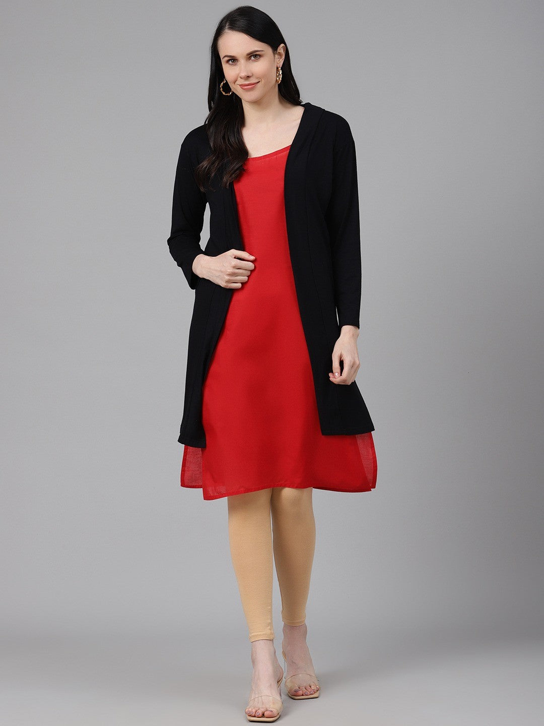 Ada Red and Black Cotton Long Slips Combo of 2  A301530.