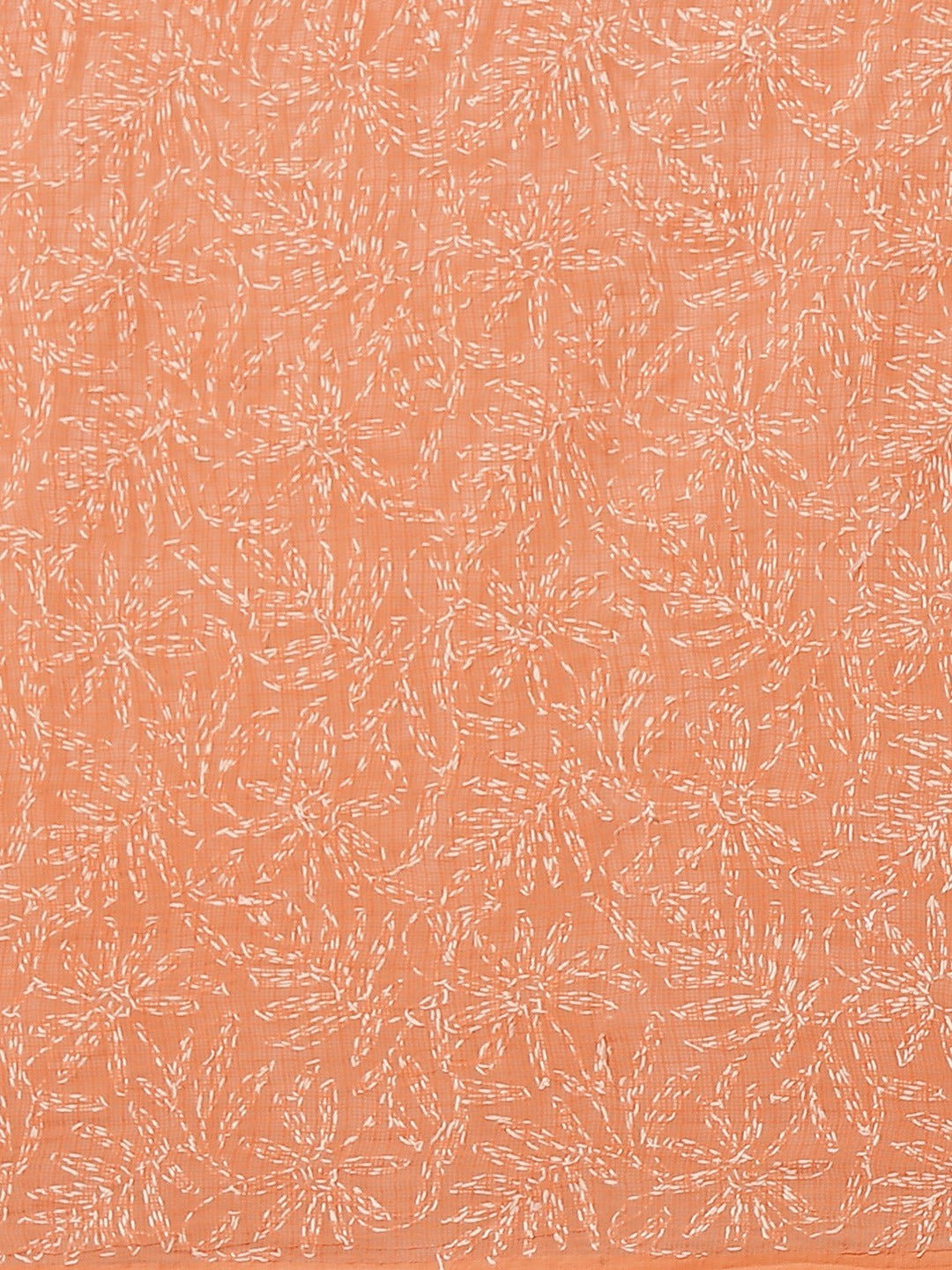 Ada Hand Embroidered Orange Kota Lucknow Chikan Saree With Blouse- A311229  4890.00