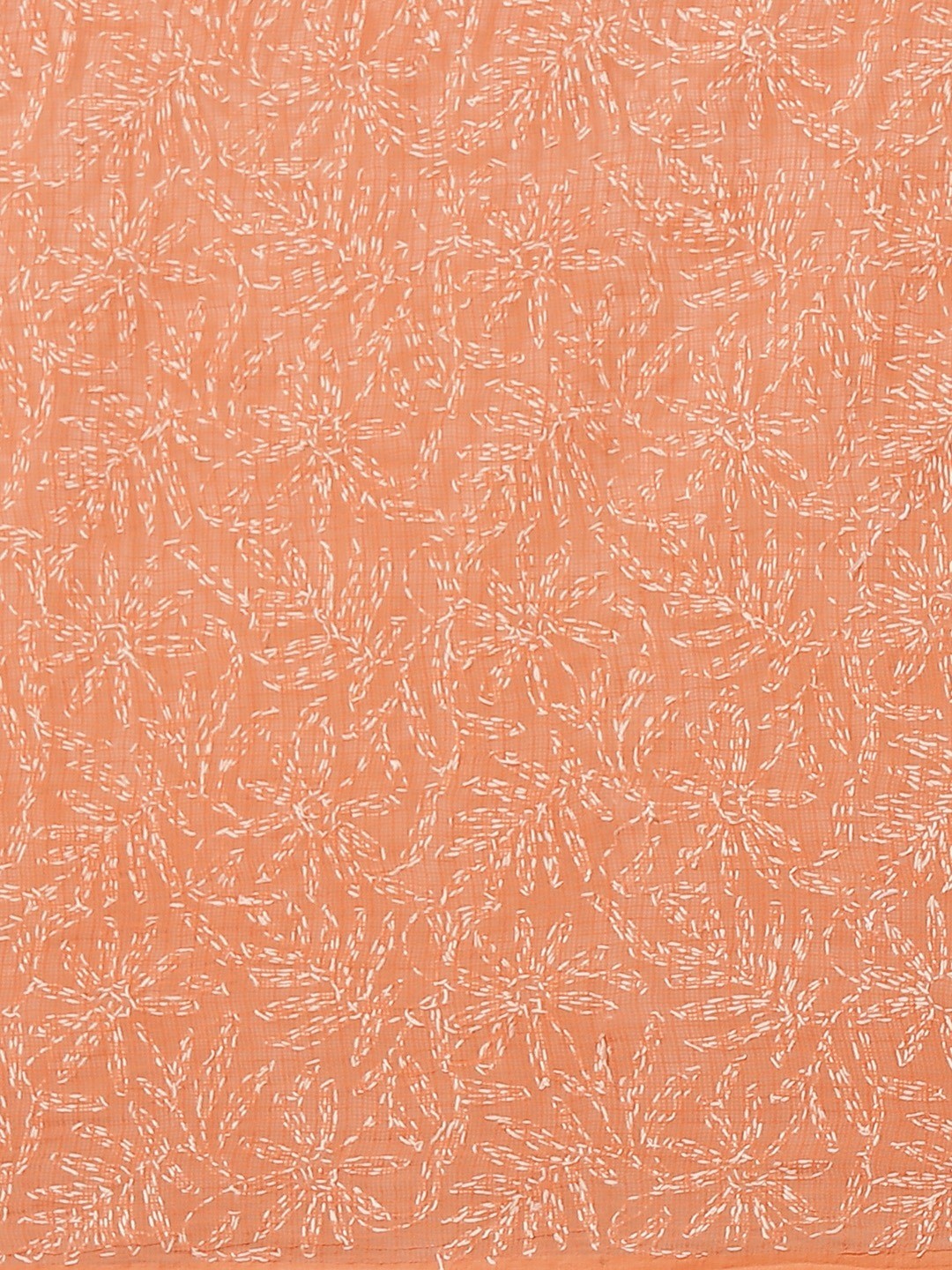 Ada Hand Embroidered Orange Kota Lucknow Chikan Saree With Blouse- A311229  4890.00
