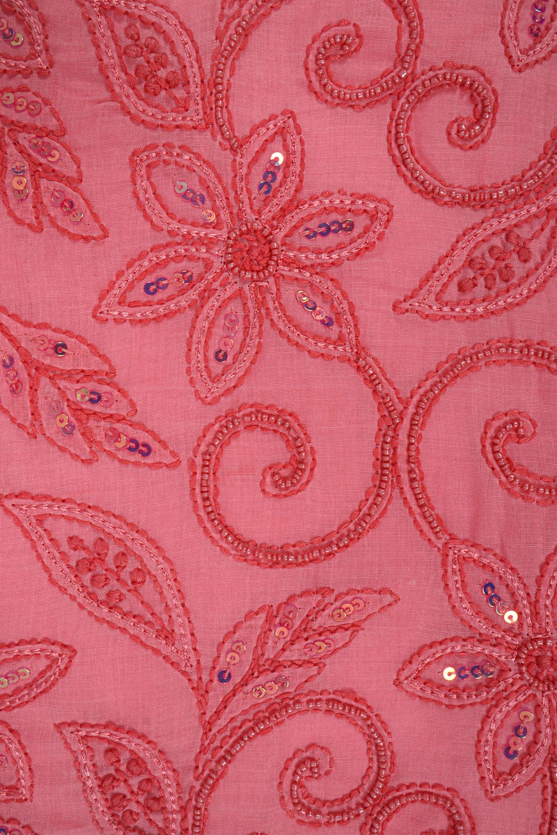Ada Hand Embroidered Peach Cotton Lucknowi Chikankari Unstitched Suit Piece With Pearl Work 01A209952