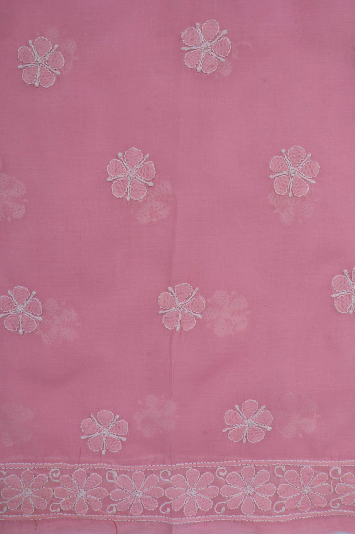 Ada Hand Embroidered Pink Cotton Lucknowi Chikankari Unstitched Suit Piece 01A197690